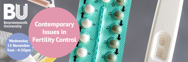 An image of contraceptive pills, a pregnancy test, and details of the event date and time, Wednesday 13 November 9am until 4.30pm