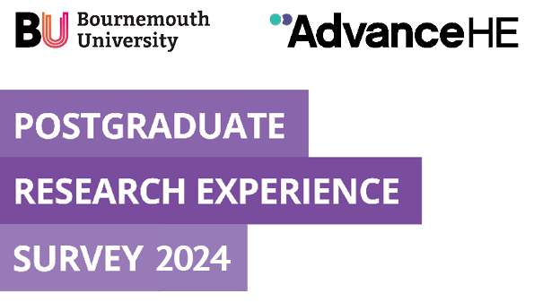 An image containing the BU logo, the Advance HE logo, and the text, 'Postgraduate Research Experience 2024'
