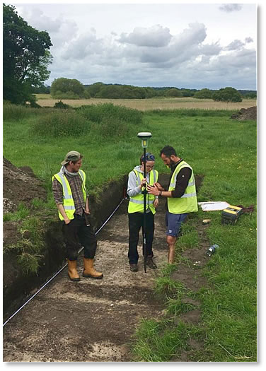 Setting out the position of archaeological excavation trenches