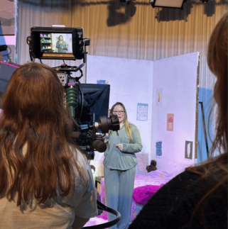 Filming in one of the TV studios