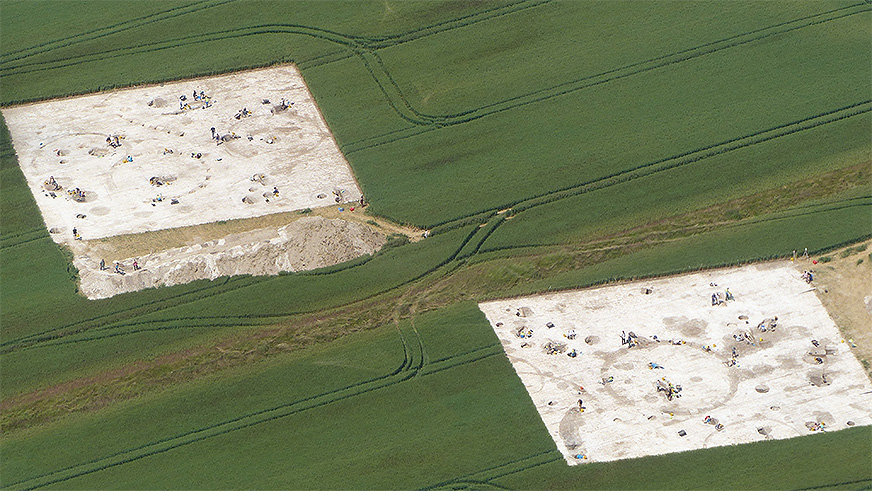 An aerial view of the Big Dig taking place near Winterbourne Kingston in Dorset