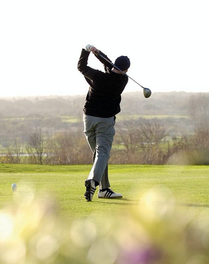 Golfer on a practice course