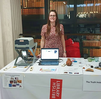 Portable x-ray fluorescence being used on artefacts at the British Library WISE Festival