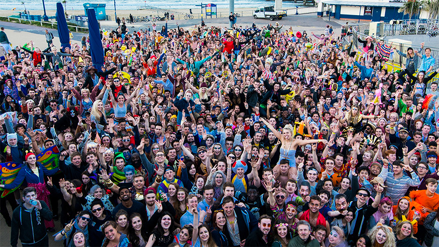The legendary Summer Ball survivors’ photo, which takes place at sunrise on Pier Approach in Bournemouth