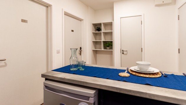 A shared kitchen in area in Belaton House