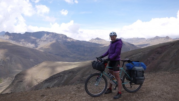 Anna cycling in the Andes 