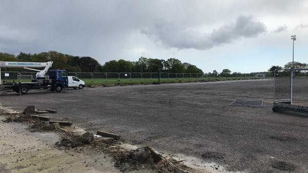Works taking place on the hockey pitch at Chapel Gate