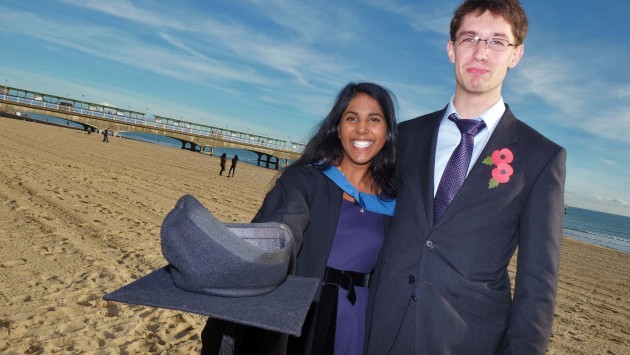 Graduation beach scene