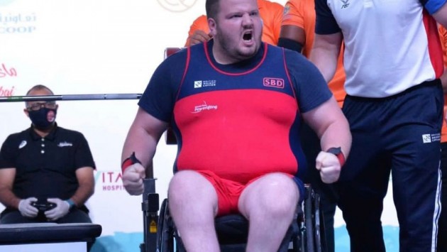 Liam Mcgarry competing at the Dubai Para Powerlifting World Cup 2021