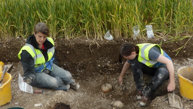 Students work to uncover human skeleton at Big Dig 
