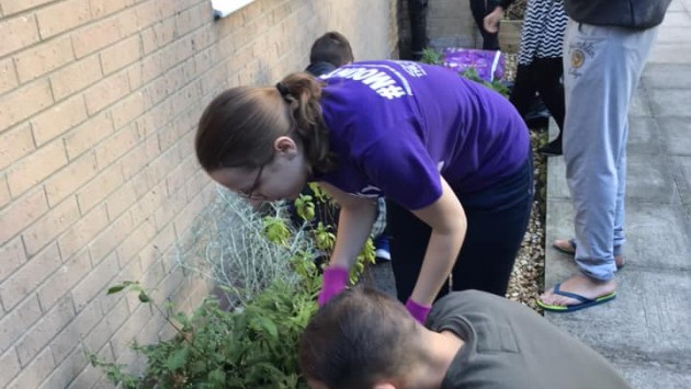 ResLifeBU planting flowers