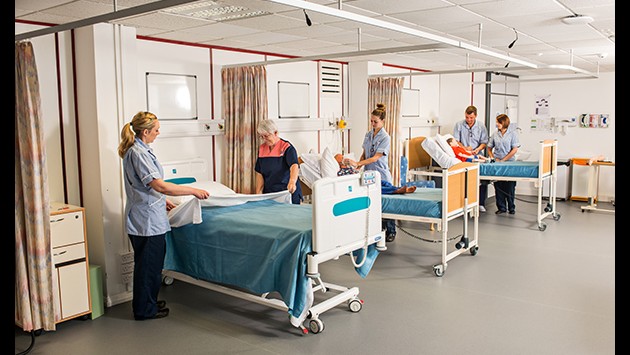 Students in a practical session on the ward