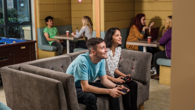 Students in the social space at Dorchester House