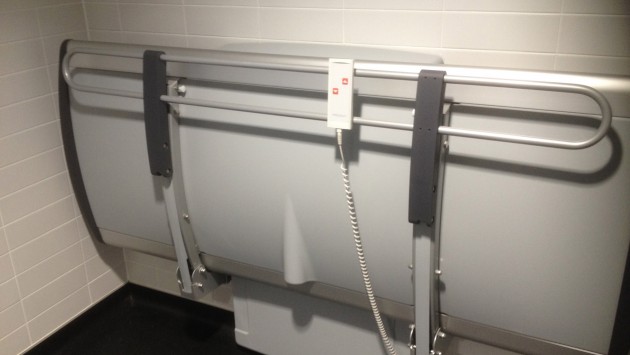 Height adjustable changing bench in the Fusion Building