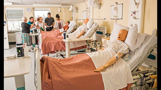 Mental health nursing students in a practical session on the ward