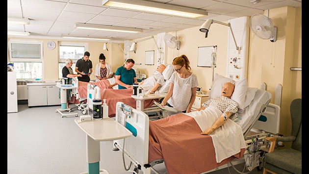 Mental health nursing students in a practical session on the ward