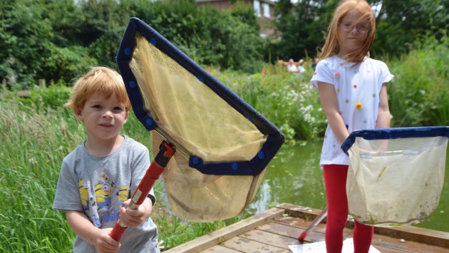Pond-dipping during Life by the river event 