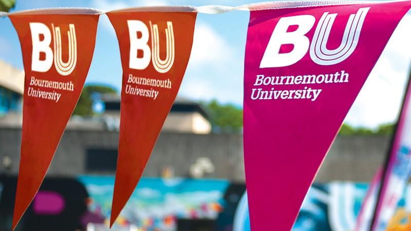BU-branded bunting on display at an Open Day