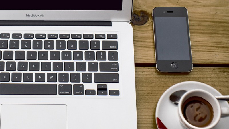 desk with laptop - home office