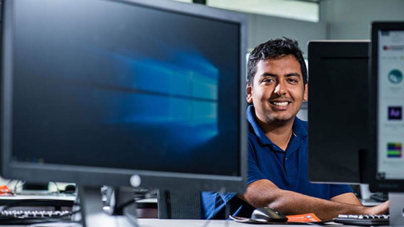 A postgraduate student in a BU computer lab