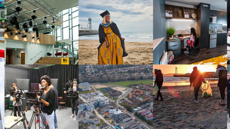 A collage of images from around our student community, representing life with us as a student