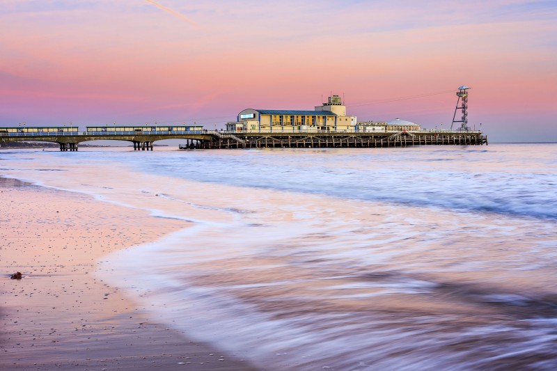Bournemouth pier with pink sunset 