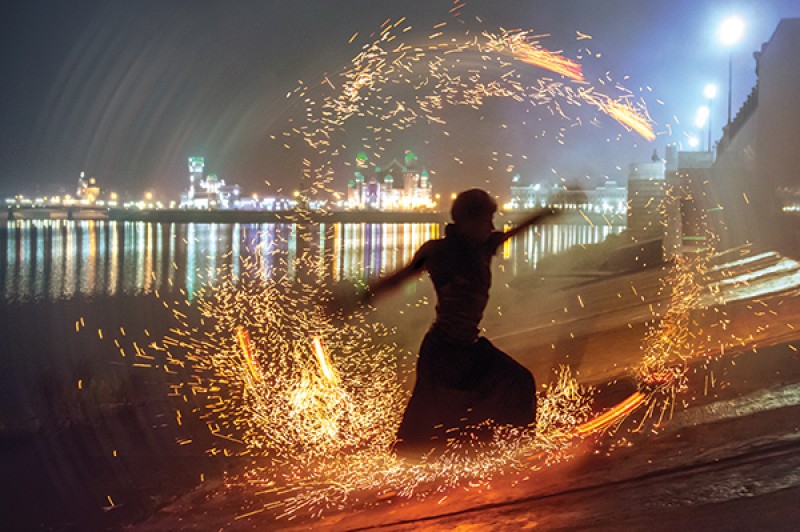 A pyrotechnic dance