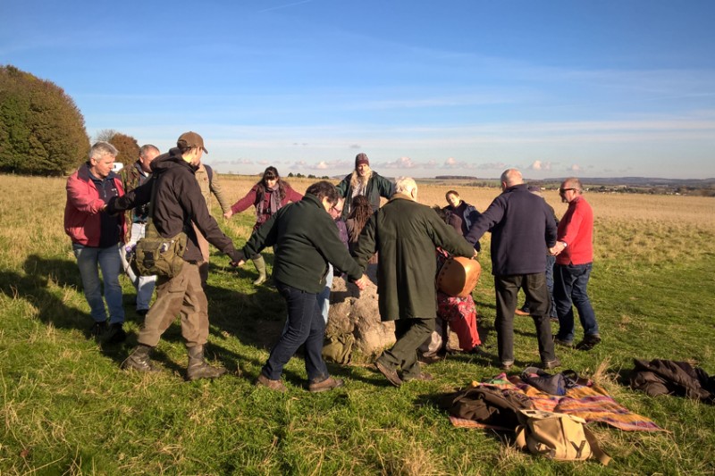 A group participating in an activity as part of the Human Henge project