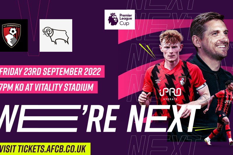 Watch the AFC Bournemouth Premiere League Cup match against Derby County on 23 September