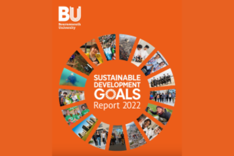 Sustainable Development Goals report front page with BU logo