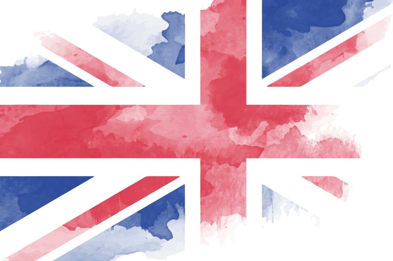 A faded union jack flag on a white background