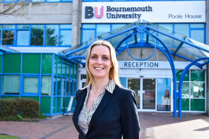 Susie Long, Bournemouth University Finance Director, pictured outside Poole House on Talbot Campus