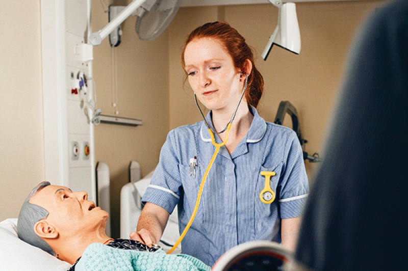 An Adult Nursing student in a practical session