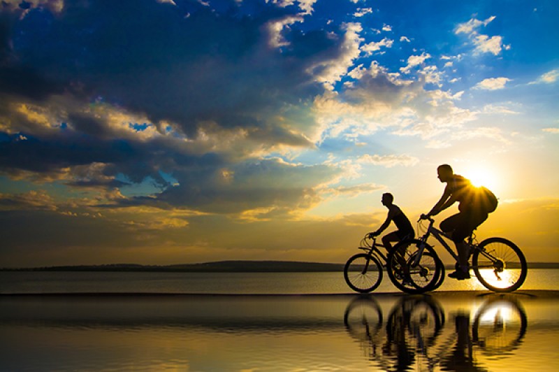 Cycling at sunset