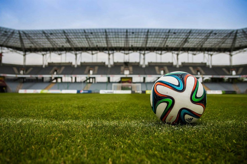 A football on a football pitch