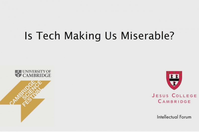 Is tech making us miserable? presentation start screen