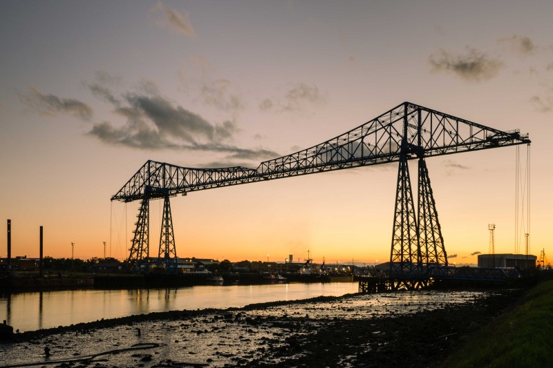 The transporter bridge in Middlesborough at sunset