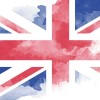A faded union jack flag on a white background