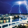 Lightning storm over a city scene