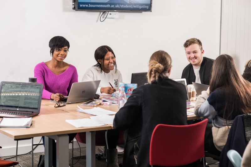 Students in group study in the Student Centre