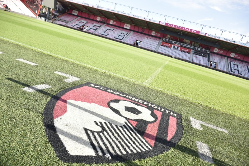 AFC Bournemouth logo pitch-side at the Vitality Stadium