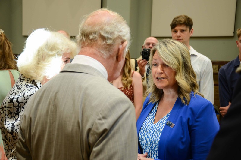 Professor Alison Honour speaking to His Majesty the King