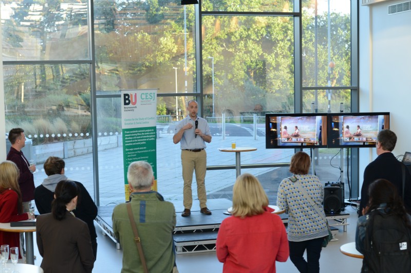 Dr Hugh Mortimer addressing the audience at the screening event