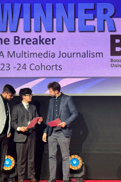 'The Breaker' team receiving their award 'The Breaker' team receiving their award