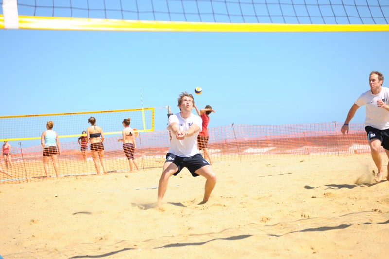 BUCS beach volleyball being played. With miles of award-winning sandy beaches on our doorstep, we're perfectly located to host competitive beach volleyball matches and tournaments. BUCS beach volleyball