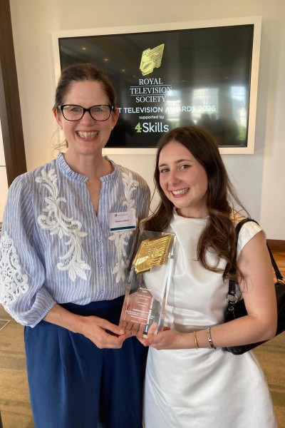 Becca Bond and Libby with the students' award