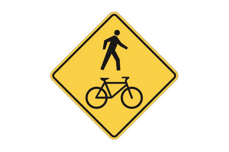 Bicycle pedestrian sign