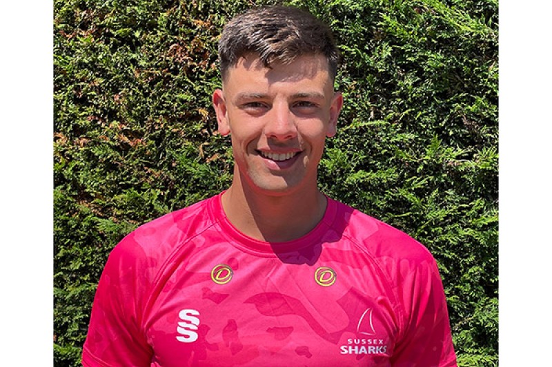 Bradley Currie profile Bradley Currie profile photograph wearing the Sussex Sharks shirt