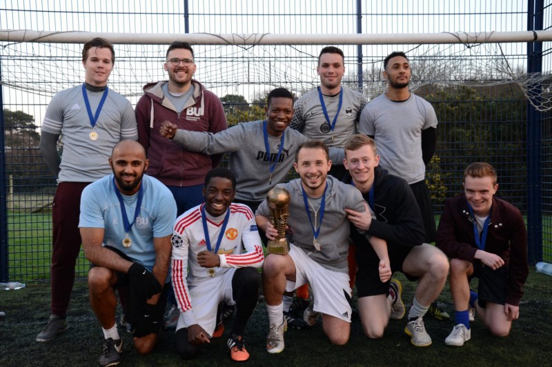 A victorious team from a Campus Sport 5-a-side league