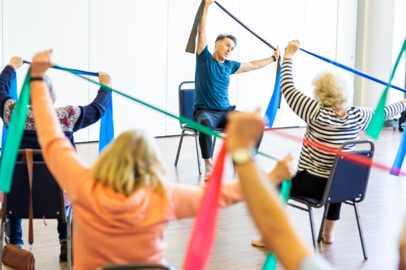A keep fit class for older adults A keep fit class for older adults